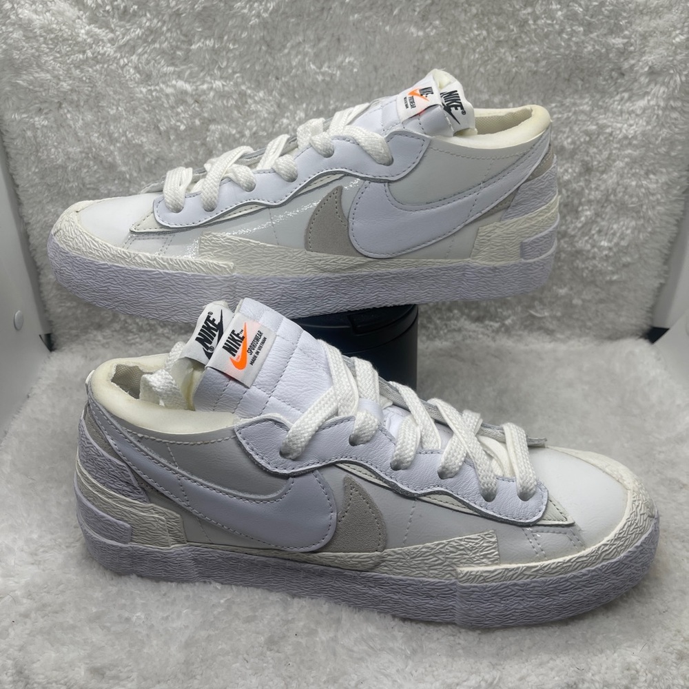 NIKE Sacai x Blazer Low 'White Patent' DM6443-100 - Picture 6 of 9